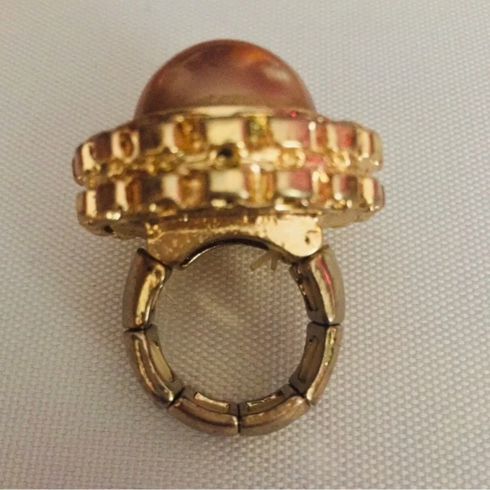 Gold-Tone Pearl Statement Ring, European fashion
